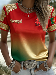 Women's Portugal Football Short-sleeved T-shirt