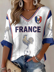 Women's France Football Waffle T-shirt