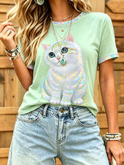 Women's Cat Print T-Shirts