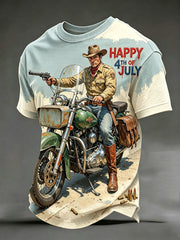 Men's Happy 4th of July Western Style Motorcycle T-shirts