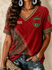 Women's Moroccan Football V-Neck T-Shirts