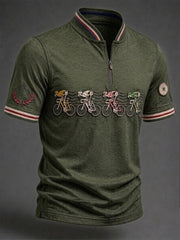 Men's Skeleton Bicycle Zip Short Sleeve T-Shirt