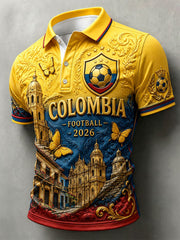 Men's 2026 Colombia Football Print Casual polo shirt