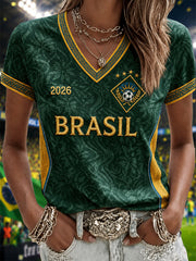 Women's Gift For Football Fans Print Casual V-Neck Tee