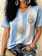 Women's Argentina Football V-neck T-shirt
