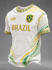 Men's Brazil Football Print Casual T-Shirt