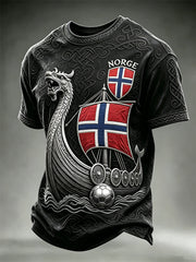 Men's Norway Football Viking Ship Celtic Knot Print short sleeves t-shirt