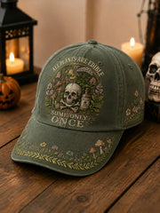 "All Plants Are Edible Some Only Once" Halloween Floral Print Casual Unisex Hat