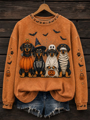 Women's Funny Halloween Dogs Print Casual Sweatshirt