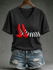 Women's Fun Halloween Witch Legs Short-sleeved T-shirt