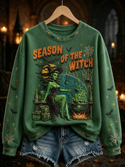 Women's Halloween witch print Regular Sweatshirt