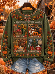 Women's autumn and winter theme pattern design casual sweatshirt