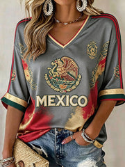 Women's Mexico Football Lover Printed T-shirt