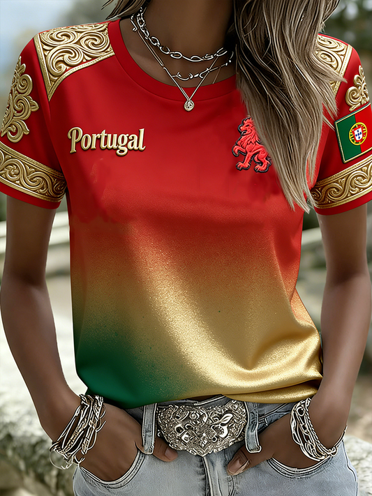 Women's Portugal Football Short-sleeved T-shirt
