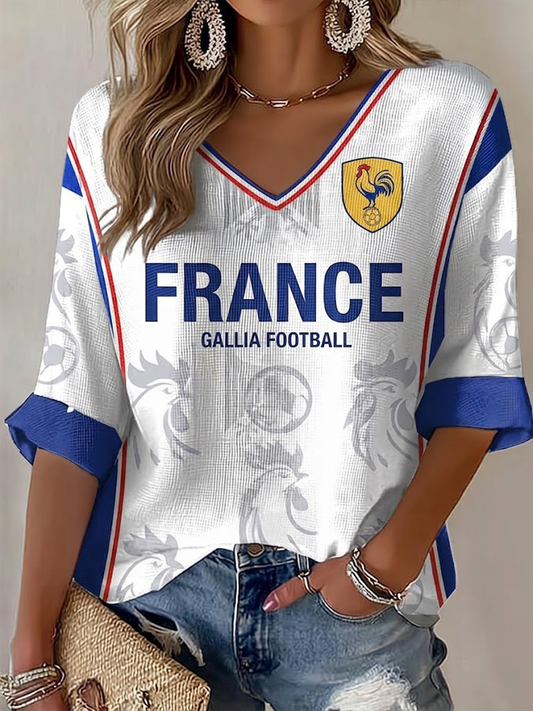 Women's France Football Waffle T-shirt