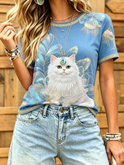Women's Cat Print T-Shirts