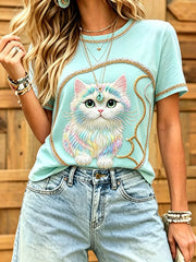 Women's Cat Print T-Shirts