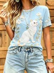 Women's Cat Print T-Shirts