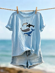 Women's Species of Whales Print short-sleeved T-shirt