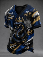 Men's Milan Football Print V-neck T-shirt