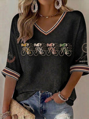 Women's Skeleton Bicycle Waffle T-shirt