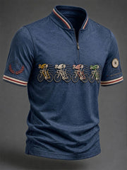 Men's Skeleton Bicycle Zip Short Sleeve T-Shirt