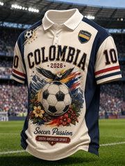 Men's 2026 Colombia Football Print Casual polo shirt