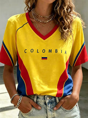 Women's 2026 Colombia Football Print Casual T-Shirt