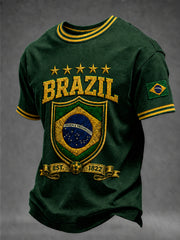 Men's Brazil  Football Fan Gift Short Sleeve T-shirt