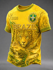 Men's Brazil Football Print Casual T-Shirt