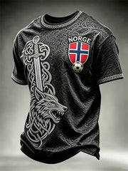 Men's Norway Norge Football Viking Wolf & Sword Celtic Knot Print short sleeves t-shirt