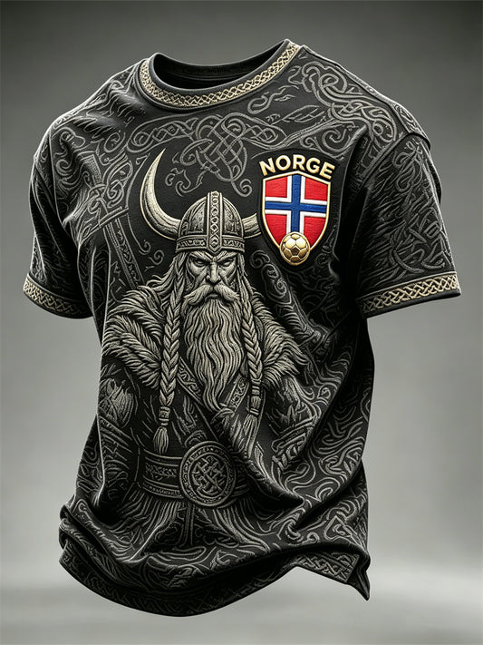 Men's Norway Norge Football Viking Warrior Celtic Knot Print short sleeves t-shirt