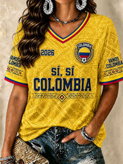 Women’s Colombia Soccer V-Neck T-Shirts