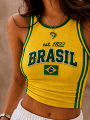 Women's Brazil Football Fan Gift Art Print Casual Vest