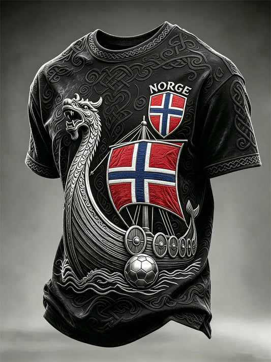 Men's Norway Football Viking Ship Celtic Knot Print short sleeves t-shirt