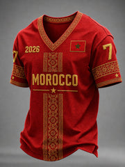 Men's Morocco Football Print Casual T-Shirt