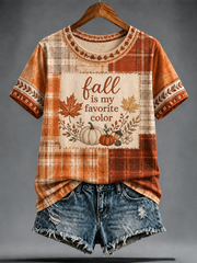 Women's fall is my favorite color Peinted short-sleeved T-shirt