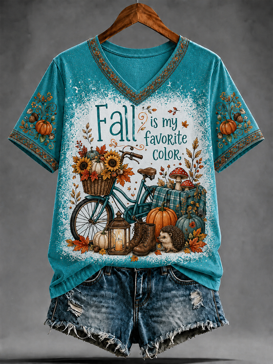 Women's FALL IS MY FAVORITE COLOR Printed short-sleeved T-shirt