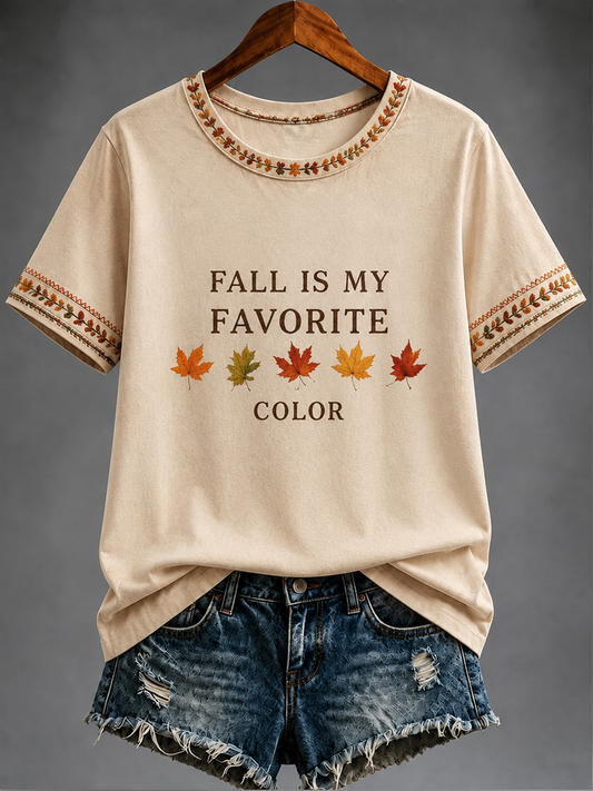 Women's FALL IS MY FAVORITE COLOR Printed short-sleeved T-shirt