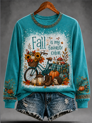 Women's FALL IS MY FAVORITE COLOR Printed off-shoulder sweatshirt