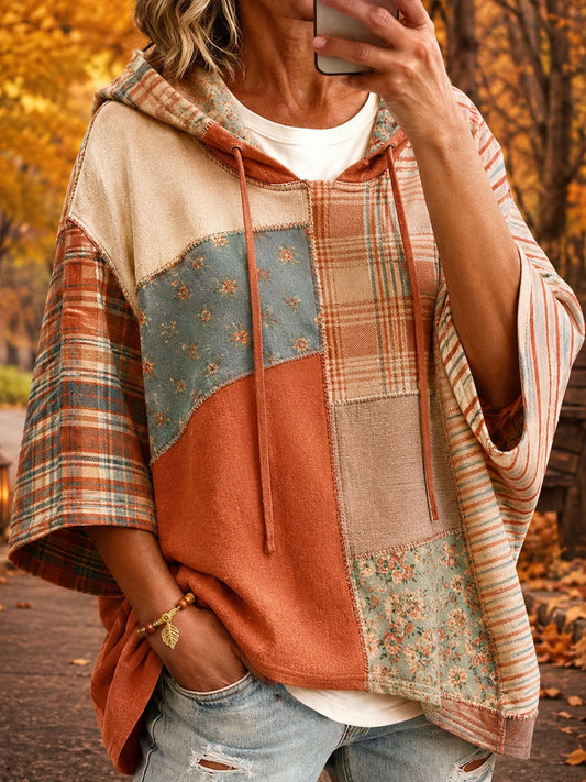 Women's Autumn Patchwork Art Hoodie