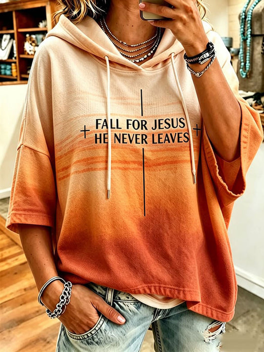 Women's Fall For Jesus He Never Leaves Sweatshirt