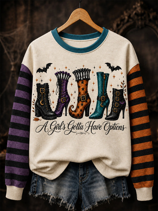 Women's A Girl's Gotta Have Options Print Casual Sweatshirt
