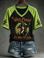 Women's Witch Please! It's Wine O'Clock V-neckT-shirt