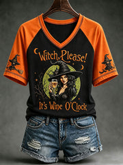 Women's Witch Please! It's Wine O'Clock V-neckT-shirt
