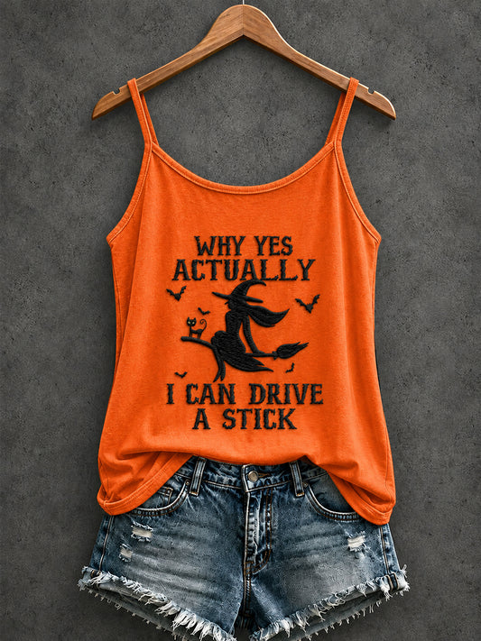 Women's HHalloween WHY YES ACTUALLY I CAN DRIVE A STICK Printed Casual Vest