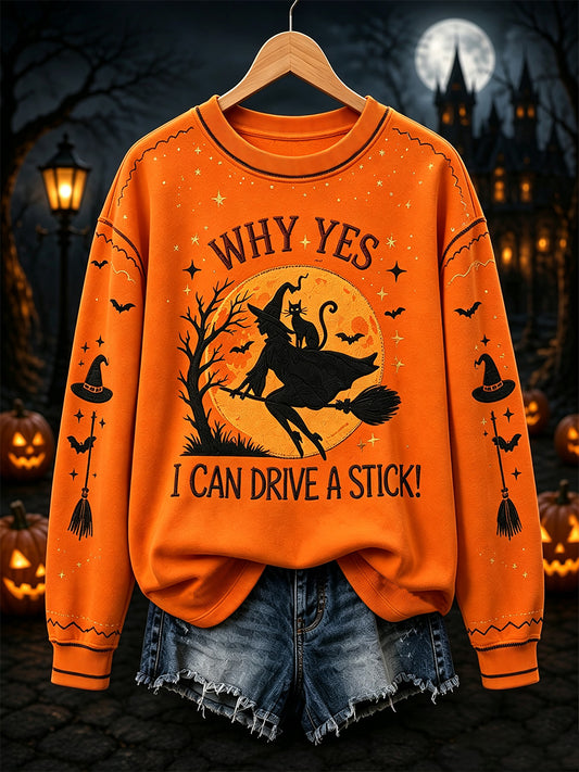 Women's Why Yes Actually I Can Drive A Stick Print Casual Sweatshirt