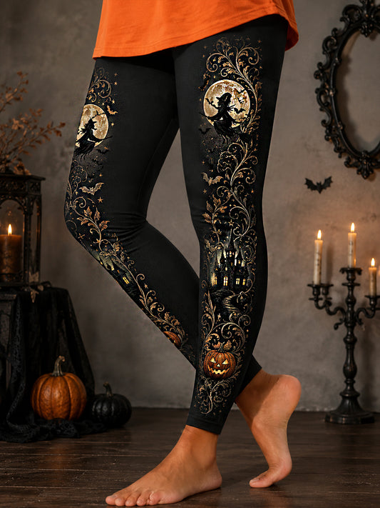 Women's Halloween Witch Print Casual Leggings