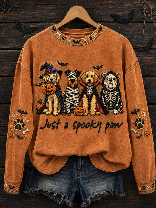 Women's Funny Halloween Dogs Print Casual Sweatshirt